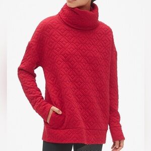 GapFit Jacquard Knit Funnel-Neck Pullover Sweatshirt quilted Red women’s small